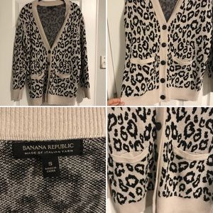 🆕 Leopard Print Merino Wool Cardigan w/ Pockets
